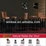 Commercial wood rattan swivel bar stool design
