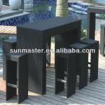 Aluminum Frame Synthetic Rattan barstool set