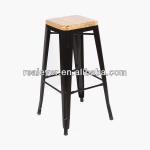 metal tolix high stool with wooden cushion-SM018