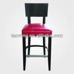 Modern wood bar stool with red faux leather seat /Wooden upholstery bar stool BS-009