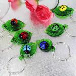 Cute Lady beetles Murano Glass handicraft heart shape Wine Charms Set of 6-FW40047