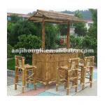 Natural Leoquer Bamboo Tiki Bar With Bar Stool