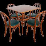 Bistro bar set, round table 4 bentwood upholstered chairs ref 6018-