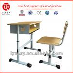 Single Adjustable Elementary School Classroom Iron Desk and Chair