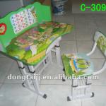 Metal frame Height Adjustable Kids desk and chair set