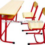 wooden double school desk and chairs