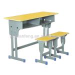 Double wooden school furniture/school desk and chair