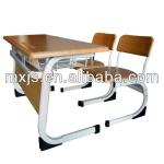 Hot sale Werzalit double seat desk and chair, four desk heights for choice