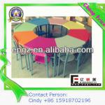 colorful kid&#39;s furniture desk chair /cheap price children furniture desk set/kindergarten round table chair for 8 kids-SF-01K2