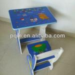 Colorful board folding wooden kids school desk and chair