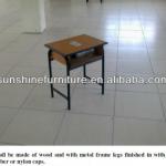 school furniture wooden single desk and chair