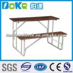 Double school desk and chair,MDF desk and bench