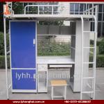 Fashion Design Dormitory Metal Bunk Beds For Hostels With Wardrobe And Table