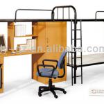 university furniture/ wood and metal bunk bed with drawer and desk