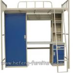 Double bunk beds with locker and cabinet