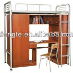 Metal Student dormitory steel single loft bed/steel loft bed/school furniture dormitory bed