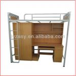 Modern design metal dormitory bed with wood cabinet/college student bed