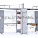 metal dormitory bunk bed with desk and cabinet, student bed, the best solution for dorm life and wallets