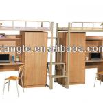 Popular design dormitory metal bed with desk and wardrobe for each bed/Metal bunk bed for college and university-XTLZ816