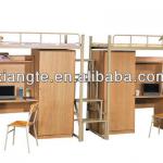 Popular design dormitory metal bed with desk and wardrobe for each bed/Metal bunk bed for college and university