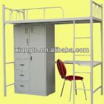 College student fashionable steel apartment beds/Metal school dormitory bunk bed with desk and wardrobe-XTLZ821