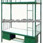 practical heavy duty bunk beds with two storages(cabinets), metal frame bunk bed design, commercial school dormitory furniture