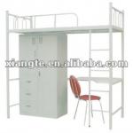 Best selling!! modern commercial steel dorm bunk beds/ durable school student metal beds with locker , table and chair