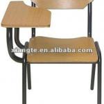 Durable school chairs with tablet arm, metal frame and plywood training chair design