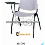 high quality plastic writing tablet chairs with schoolbag rack AH-004