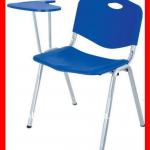 Student plastic chair with writing tablet, school classroom furniture