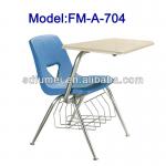 FM-A-704 Attached training desk plastic chair made in china