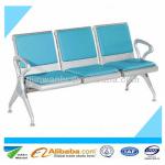 Offer high quality synthetic leather and coating 3 seater with armrest metal public waiting chair