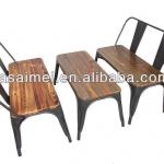 metal chair in wooden seat sets-