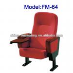 Hot sale durable fabric wooden auditorium seat with writing pad NO. FM-64
