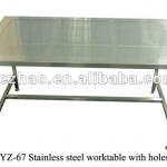 stainless steel workbench with holes