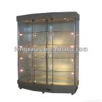 Glass high cabinet for retail store /high glass wall unit with LED lighting