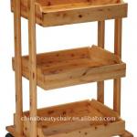 Solid wood salon wood trolley