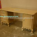 Light Brown Baroque Furniture Nail Table 4 Drawers 1 Door