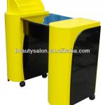 Movable wooden nail manicure table MT012 yellow color