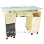 Painted finish acetone proof Glass top Nail technician tables used nail salon equipment F-2721P-B