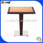 ZT-1133T Quality aluminum rattan solid wood table in restaurant