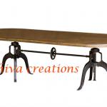 Industrial vintage antique crank dining table-IVF--115