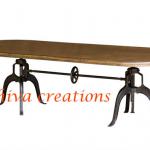 Industrial vintage antique crank dining table