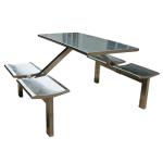 stainless steel conjoined fast food table and chair set