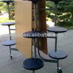 12 seat new design wheel metal leg dining wood table
