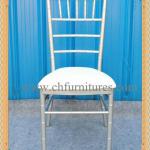 Silver Stackable Wedding Tiffany Chair with White leather YC-A18-03