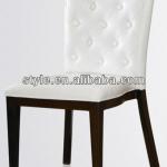 White vinyl wood design modern restaurant chair B-159