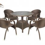 Aluminium Commercial for Restaurant PE Rattan dining furniture glass dining table and Chair MB2940 and GF0559 TABLE