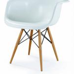 Baxton Studio Fiorenza White Plastic Armchair with Wood Eiffel Legs-04.004.0017000021
