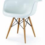 Baxton Studio Fiorenza White Plastic Armchair with Wood Eiffel Legs